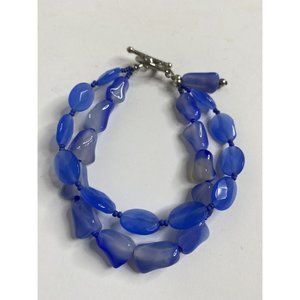 Colalt Blue Beaded Bracelet 8.5" Long Double Strand